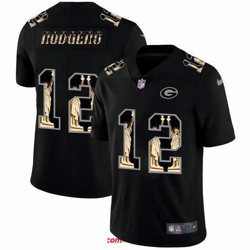 Nike Packers 12 Aaron Rodgers Black Statue Of Liberty Limited Jersey