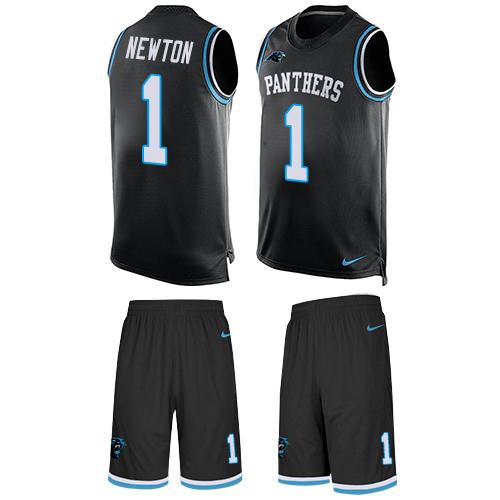 Nike Panthers #1 Cam Newton Black Team Color Men's Stitched NFL Limited Tank Top Suit Jersey Nike Panthers #1 Cam Newton Black Team Color Men's Stitched NFL Limited Tank Top Suit Jersey