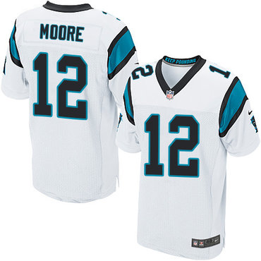 Nike Panthers #12 DJ Moore White Men's Stitched NFL Elite Jersey Nike Panthers #12 DJ Moore White Men's Stitched NFL Elite Jersey