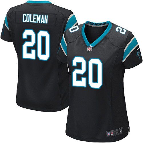 Nike Panthers #20 Kurt Coleman Black Team Color Women's Stitched NFL Elite Jersey