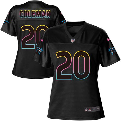 Nike Panthers #20 Kurt Coleman Black Women's NFL Fashion Game Jersey