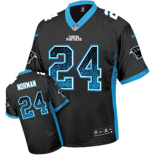Nike Panthers #24 Josh Norman Black Team Color Men's Stitched NFL Elite Drift Fashion Jersey