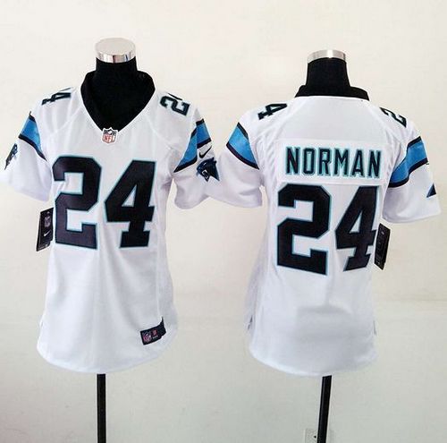 Nike Panthers #24 Josh Norman White Women's Stitched NFL Elite Jersey
