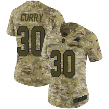 Nike Panthers #30 Stephen Curry Camo Women's Stitched NFL Limited 2018 Salute to Service Jersey Nike Panthers #30 Stephen Curry Camo Women's Stitched NFL Limited 2018 Salute to Service Jersey
