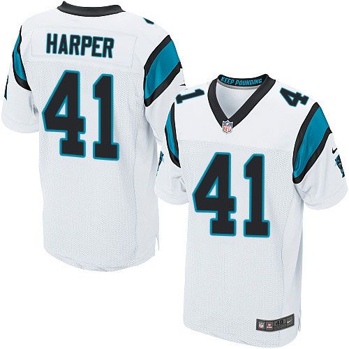 Nike Panthers #41 Roman Harper White Men's Stitched NFL Elite Jersey