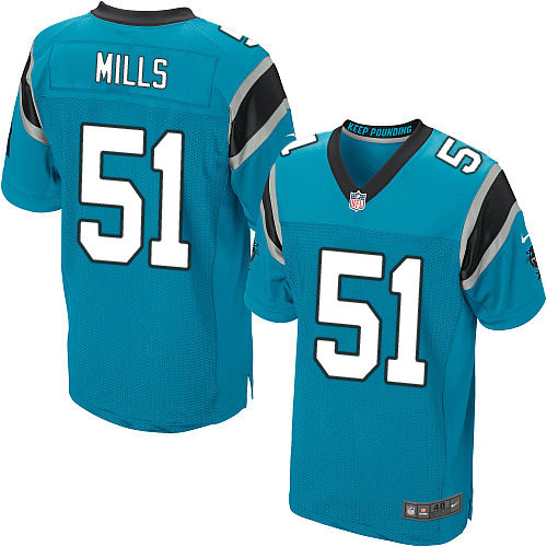 Nike Panthers #51 Sam Mills Blue Alternate Men's Stitched NFL Elite Jersey Nike Panthers #51 Sam Mills Blue Alternate Men's Stitched NFL Elite Jersey