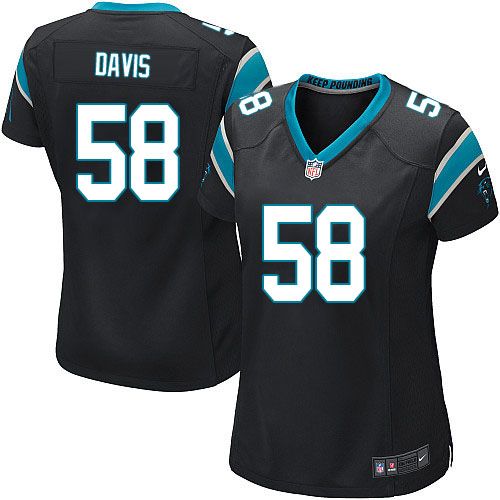 Nike Panthers #58 Thomas Davis Black Team Color Women's Stitched NFL Elite Jersey