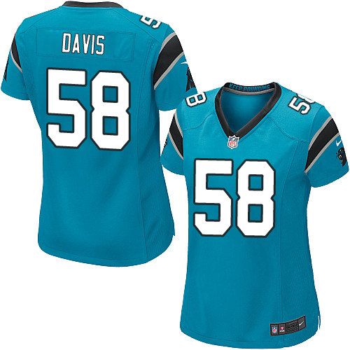 Nike Panthers #58 Thomas Davis Blue Alternate Women's Stitched NFL Elite Jersey