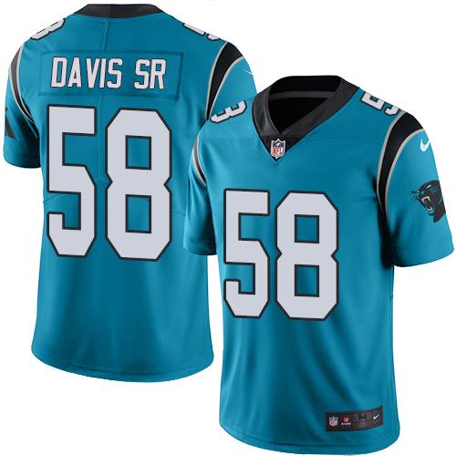 Nike Panthers #58 Thomas Davis Sr Blue Alternate Men's Stitched NFL Vapor Untouchable Limited Jersey Nike Panthers #58 Thomas Davis Sr Blue Alternate Men's Stitched NFL Vapor Untouchable Limited Jersey