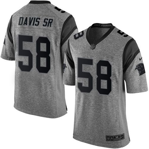 Nike Panthers #58 Thomas Davis Sr Gray Men's Stitched NFL Limited Gridiron Gray Jersey Nike Panthers #58 Thomas Davis Sr Gray Men's Stitched NFL Limited Gridiron Gray Jersey