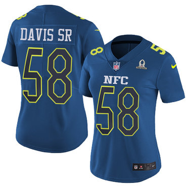Nike Panthers #58 Thomas Davis Sr Navy Women's Stitched NFL Limited NFC 2017 Pro Bowl Jersey