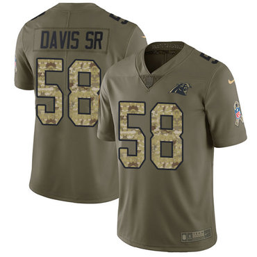 Nike Panthers #58 Thomas Davis Sr Olive Camo Men's Stitched NFL Limited 2017 Salute To Service Jersey Nike Panthers #58 Thomas Davis Sr Olive Camo Men's Stitched NFL Limited 2017 Salute To Service Jersey