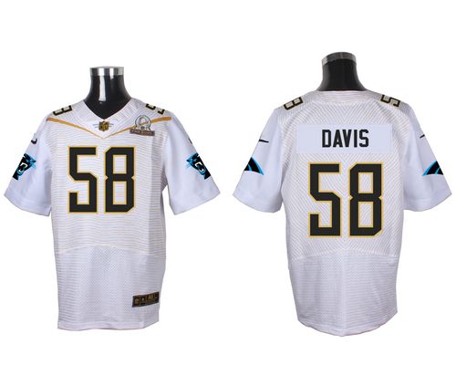 Nike Panthers #58 Thomas Davis White 2016 Pro Bowl Men's Stitched NFL Elite Jersey