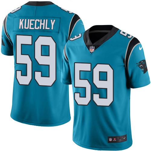 Nike Panthers #59 Luke Kuechly Blue Men's Stitched NFL Limited Rush Jersey Nike Panthers #59 Luke Kuechly Blue Men's Stitched NFL Limited Rush Jersey