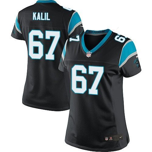 Nike Panthers #67 Ryan Kalil Black Team Color Women's Stitched NFL Elite Jersey