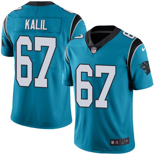 Nike Panthers #67 Ryan Kalil Blue Men's Stitched NFL Limited Rush Jersey Nike Panthers #67 Ryan Kalil Blue Men's Stitched NFL Limited Rush Jersey