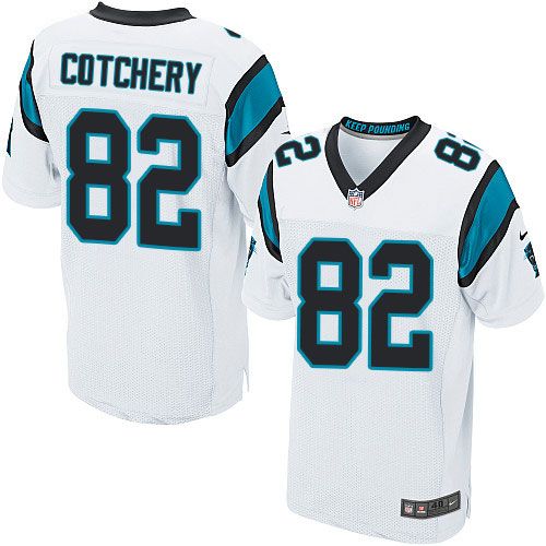 Nike Panthers #82 Jerricho Cotchery White Men's Stitched NFL Elite Jersey