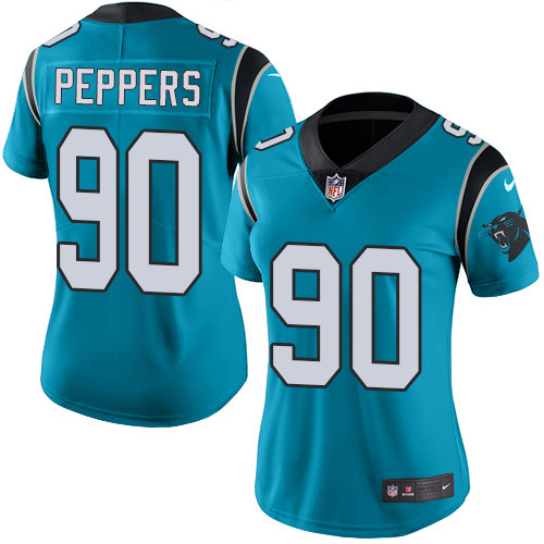 Nike Panthers #90 Julius Peppers Blue Alternate Women's Stitched NFL Vapor Untouchable Limited Jersey