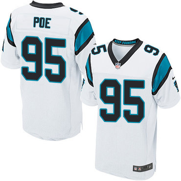 Nike Panthers #95 Dontari Poe White Men's Stitched NFL Elite Jersey Nike Panthers #95 Dontari Poe White Men's Stitched NFL Elite Jersey