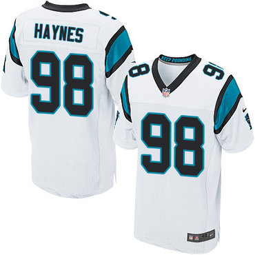 Nike Panthers #98 Marquis Haynes White Men's Stitched NFL Elite Jersey Nike Panthers #98 Marquis Haynes White Men's Stitched NFL Elite Jersey