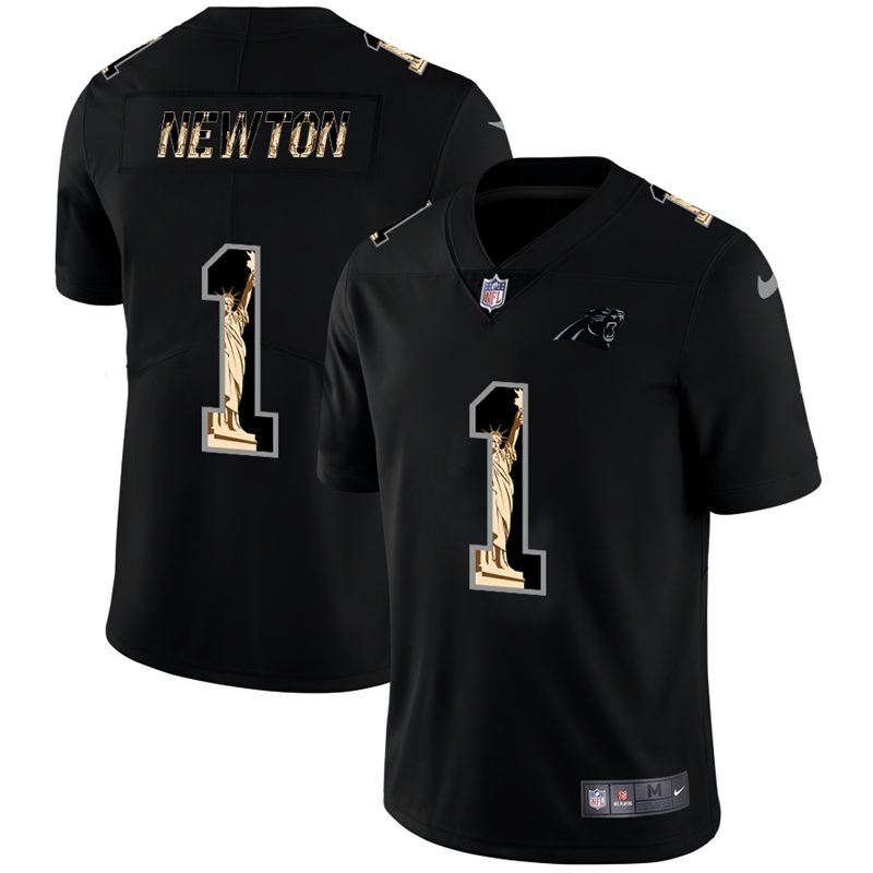Nike Panthers 1 Cam Newton Black Statue Of Liberty Limited Jersey
