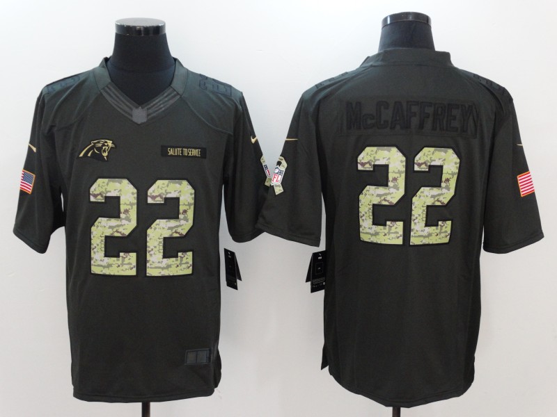 Nike Panthers 22 Christian McCaffrey Anthracite Salute To Service Limited Jersey