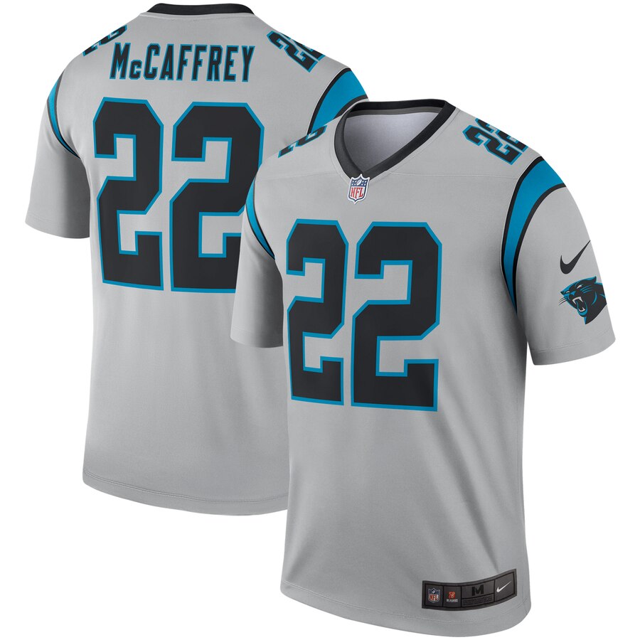 Nike Panthers 22 Christian McCaffrey Silver Inverted Legend Jersey Nike Panthers 22 Christian McCaffrey Silver Inverted Legend Jersey