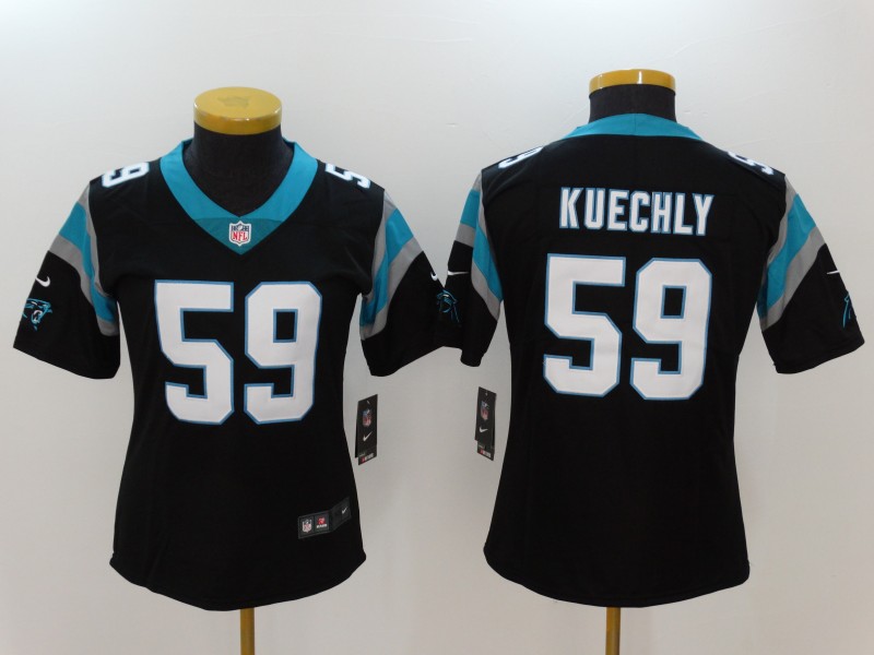 Nike Panthers 59 Luke Kuechly Black Women Vapor Untouchable Player Limited Jersey