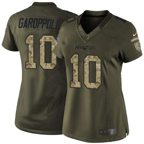 Nike Patriots #10 Jimmy Garoppolo Green Women's Stitched NFL Limited Salute to Service Jersey