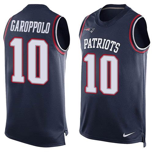 Nike Patriots #10 Jimmy Garoppolo Navy Blue Team Color Men's Stitched NFL Limited Tank Top Jersey Nike Patriots #10 Jimmy Garoppolo Navy Blue Team Color Men's Stitched NFL Limited Tank Top Jersey