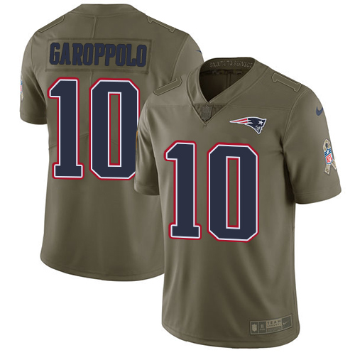 Nike Patriots #10 Jimmy Garoppolo Olive Men's Stitched NFL Limited 2017 Salute To Service Jersey Nike Patriots #10 Jimmy Garoppolo Olive Men's Stitched NFL Limited 2017 Salute To Service Jersey