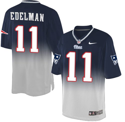 Nike Patriots #11 Julian Edelman Navy Blue Grey Men's Stitched NFL Elite Fadeaway Fashion Jersey Nike Patriots #11 Julian Edelman Navy Blue Grey Men's Stitched NFL Elite Fadeaway Fashion Jersey