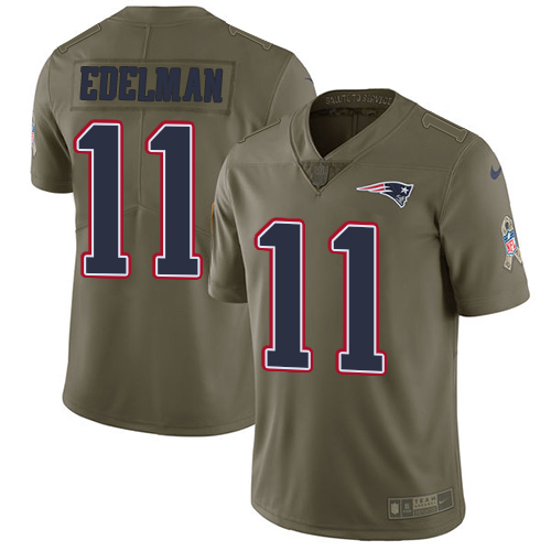Nike Patriots #11 Julian Edelman Olive Men's Stitched NFL Limited 2017 Salute To Service Jersey Nike Patriots #11 Julian Edelman Olive Men's Stitched NFL Limited 2017 Salute To Service Jersey