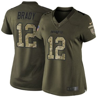 Nike Patriots #12 Tom Brady Green Women's Stitched NFL Limited 2015 Salute to Service Jersey Nike Patriots #12 Tom Brady Green Women's Stitched NFL Limited 2015 Salute to Service Jersey