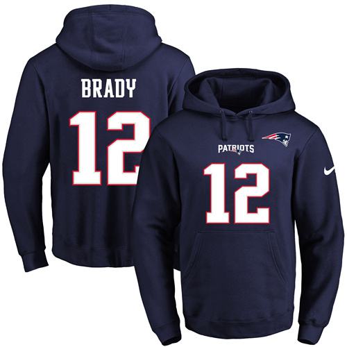 Nike Patriots #12 Tom Brady Navy Blue Name & Number Pullover NFL Hoodie Nike Patriots #12 Tom Brady Navy Blue Name & Number Pullover NFL Hoodie