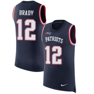 Nike Patriots #12 Tom Brady Navy Blue Team Color Men's Stitched NFL Limited Rush Tank Top Jersey