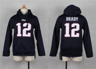 Nike Patriots #12 Tom Brady Navy Blue Youth Player NFL Hoodie