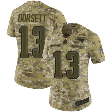 Nike Patriots #13 Phillip Dorsett Camo Women's Stitched NFL Limited 2018 Salute to Service Jersey Nike Patriots #13 Phillip Dorsett Camo Women's Stitched NFL Limited 2018 Salute to Service Jersey