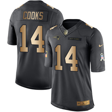 Nike Patriots #14 Brandin Cooks Black Youth Stitched NFL Limited Gold Salute to Service Jersey
