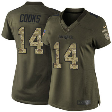 Nike Patriots #14 Brandin Cooks Green Women's Stitched NFL Limited 2015 Salute to Service Jersey Nike Patriots #14 Brandin Cooks Green Women's Stitched NFL Limited 2015 Salute to Service Jersey