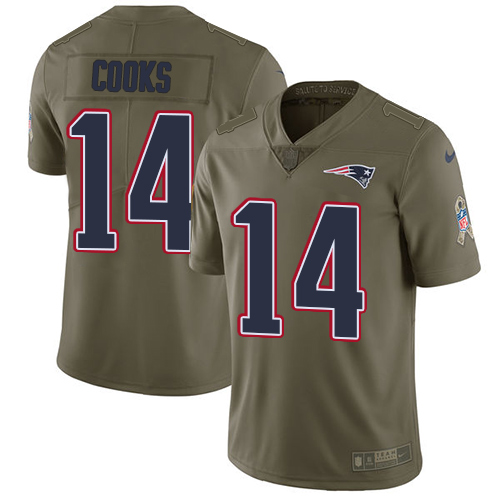 Nike Patriots #14 Brandin Cooks Olive Men's Stitched NFL Limited 2017 Salute To Service Jersey Nike Patriots #14 Brandin Cooks Olive Men's Stitched NFL Limited 2017 Salute To Service Jersey
