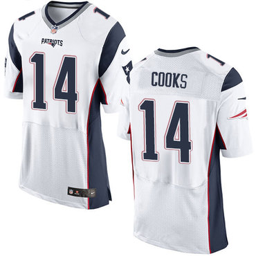 Nike Patriots #14 Brandin Cooks White Men's Stitched NFL Elite Jersey Nike Patriots #14 Brandin Cooks White Men's Stitched NFL Elite Jersey