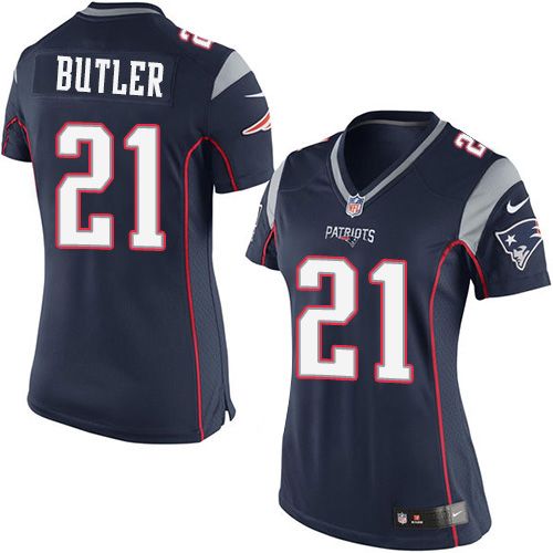 Nike Patriots #21 Malcolm Butler Navy Blue Team Color Women's Stitched NFL New Elite Jersey