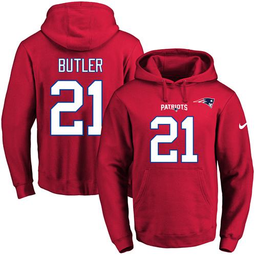 Nike Patriots #21 Malcolm Butler Red Name & Number Pullover NFL Hoodie Nike Patriots #21 Malcolm Butler Red Name & Number Pullover NFL Hoodie