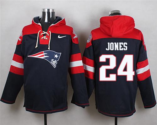 Nike Patriots #24 Cyrus Jones Navy Blue Player Pullover NFL Hoodie Nike Patriots #24 Cyrus Jones Navy Blue Player Pullover NFL Hoodie