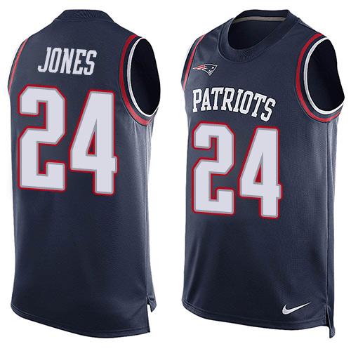 Nike Patriots #24 Cyrus Jones Navy Blue Team Color Men's Stitched NFL Limited Tank Top Jersey Nike Patriots #24 Cyrus Jones Navy Blue Team Color Men's Stitched NFL Limited Tank Top Jersey