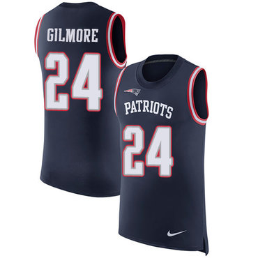 Nike Patriots #24 Stephon Gilmore Navy Blue Team Color Men's Stitched NFL Limited Rush Tank Top Jersey