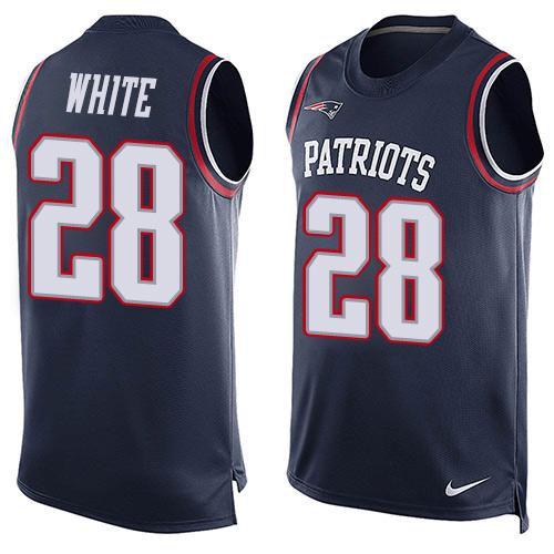 Nike Patriots #28 James White Navy Blue Team Color Men's Stitched NFL Limited Tank Top Jersey Nike Patriots #28 James White Navy Blue Team Color Men's Stitched NFL Limited Tank Top Jersey