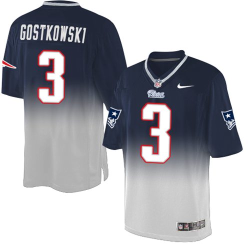 Nike Patriots #3 Stephen Gostkowski Navy Blue Grey Men's Stitched NFL Elite Fadeaway Fashion Jersey Nike Patriots #3 Stephen Gostkowski Navy Blue Grey Men's Stitched NFL Elite Fadeaway Fashion Jersey