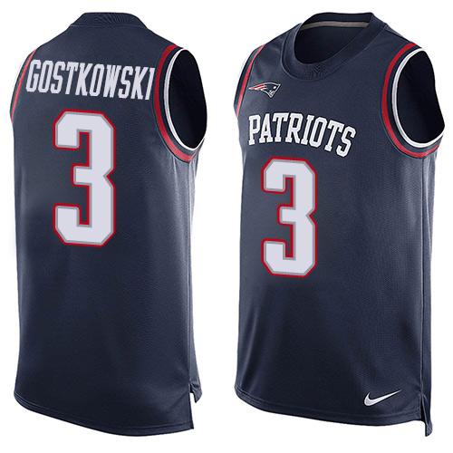 Nike Patriots #3 Stephen Gostkowski Navy Blue Team Color Men's Stitched NFL Limited Tank Top Jersey Nike Patriots #3 Stephen Gostkowski Navy Blue Team Color Men's Stitched NFL Limited Tank Top Jersey